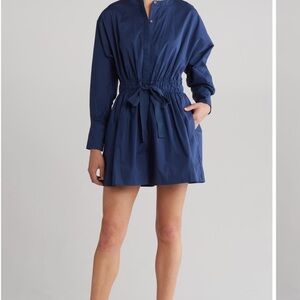 New Rebecca Taylor Navy Blue Poplin Jumpsuit Romper XS 0